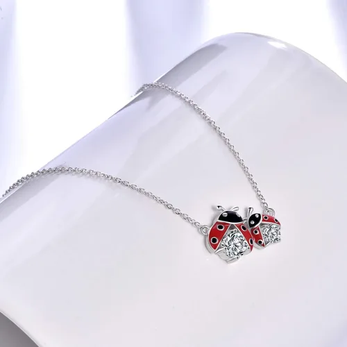 Vista 4 de POPLYKE Collar de rana, zorro, mariquitamariposa, joyería para mujer, plata de ley, regalos para el día de la madre, para mamá, hija, esposa