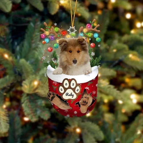 Vista 178 de Adornos personalizados de Pug cervatillo – Decoración personalizada para árbol de Navidad con patas de bolsillo de nieve