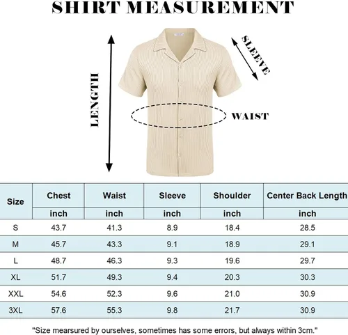 Vista 6 de COOFANDY Camisas casuales con botones para hombre, de manga corta, ajuste regular, a la moda, para campamento, playa, camisetas