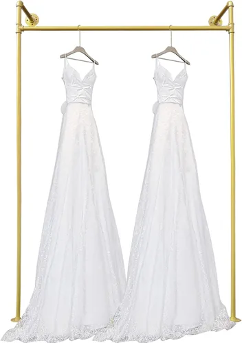 Vista 6 de DYRABREST Perchero de pared moderno de metal dorado para almacenamiento de ropa, soporte de exhibición de ropa comercial, perchero portátil