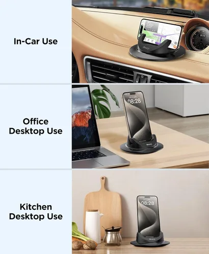 Vista 7 de Beeasy Soporte de teléfono celular para salpicadero de automóvil, soporte de teléfono con silicona giratoria de 360°, antideslizante, soporte