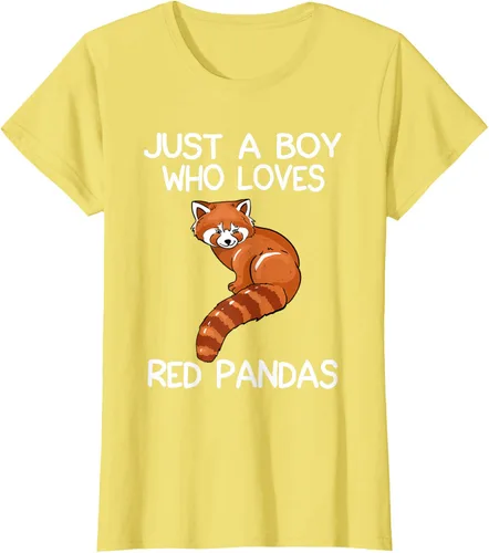 Vista 70 de Just A Boy Who Loves Red Pandas Gift - Camiseta con diseño de panda roja, Negro, S