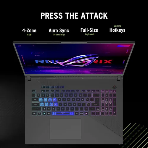 Vista 4 de Portátil para juegos ASUS ROG Strix G18, AMD Ryzen 9 9955HX,NVIDIA GeForce