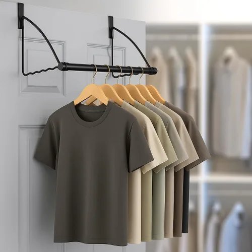 Vista 6 de HOLDN' STORAGE - Percha para colgar sobre la puerta, color negro Perchas para puerta para ropa, ahorro de espacio, diseñadas para dormitorio