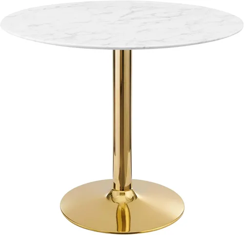 Vista 12 de Modway EEI-4746-GLD-BLK Verne - Mesa de comedor de mármol artificial de 28 pulgadas, color negro dorado