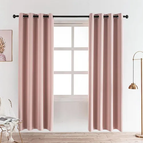 Vista 7 de MANGATA CASA Cortinas opacas negras con ojales, 2 paneles para dormitorio, panel de cortina de ventana para sala de estar, cortinas térmicas de Negro