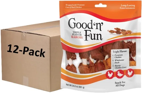 Vista 13 de Good'N'Fun - Brochetas de cuero crudo con triple sabor para perros