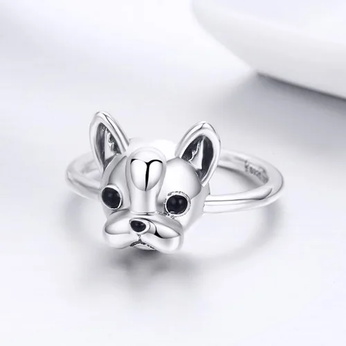 Vista 3 de Presentski Anillo de plata de ley Bulldog para cumpleaños para mujer y día de la madre
