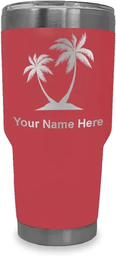 Vista 23 de LaserGram Vaso aislado al vacío de 20 onzas, palmeras, grabado personalizado incluido (negro)