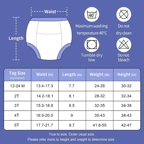 Vista 3 de BIG ELEPHANT Pantalones de entrenamiento para niños pequeños, ropa interior absorbente de algodón suave para bebés niños y niñas