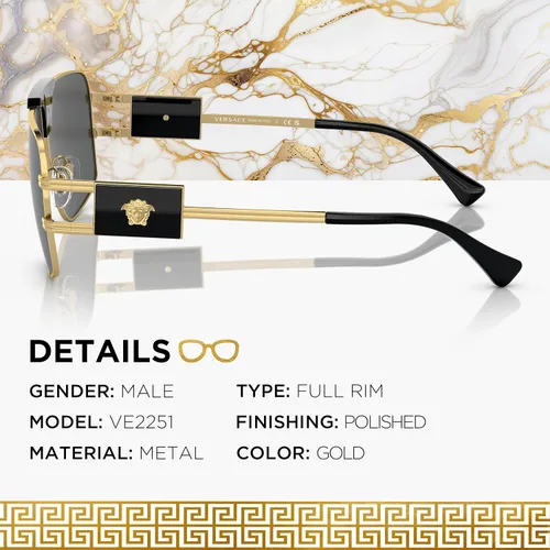 Vista 2 de Versace VE2251 Navigator Gafas de sol con kit de gafas de lujo eSHADES, Oro Gris Oscuro 2.480 in