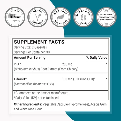 Vista 4 de Supersmart - Lactobacillus Rhamnosus GG 10 mil millones de UFC por día (probiótico LGG con inulina) - Apoyo digestivo e inmunológico - Salud