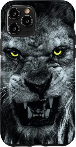 Vista 10 de iPhone 15 Angry Lion Face Graphic With Angry Yellow Eyes Case