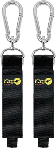 Vista 18 de Correa de almacenamiento Wrap-It con gancho y enganche - Paquete surtido de 3 piezas en negro - Soporte resistente para cables de extensión