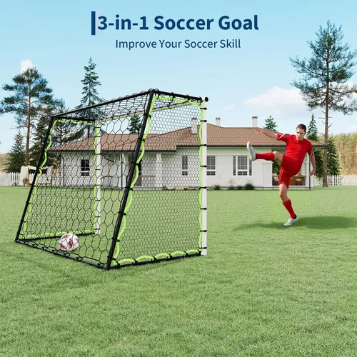 Vista 6 de 7x5 FT Soccer Rebounder Net Goals, 5-in-1 Steel Frame Rebound Goal Trainer for Passing, Control and Shooting, High-Strength Net, All Ages