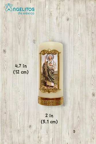 Vista 3 de Pequeño San Judas Tadeo Vela Judas El Apóstol Problemas de Dinero Oración Cirio Vela de San Juditas