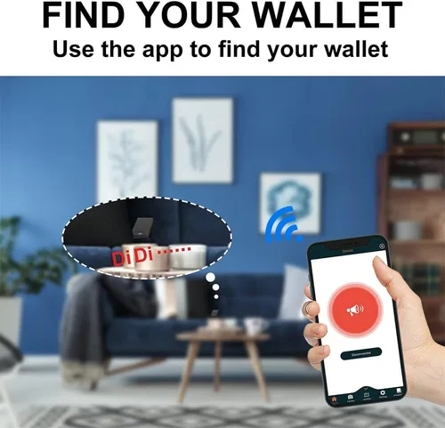 Vista 3 de Anti-perdida Bluetooth Carteras Tracker Billetera Posición Registro Vía Teléfono GPS Carteras Para Hombre Billeteras Bifold Cuero, B-Negro-2