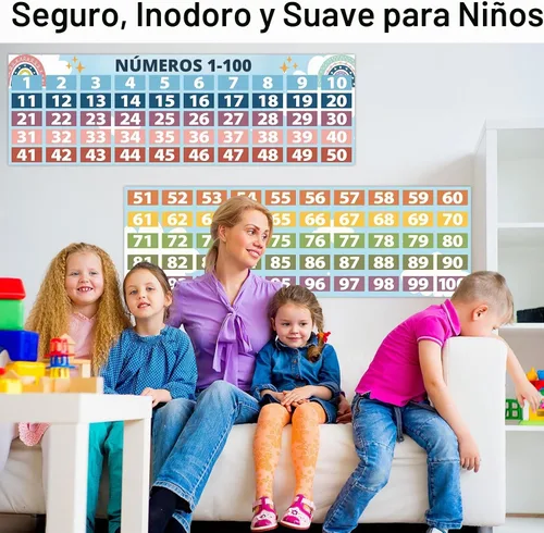 Vista 5 de Pósteres de matemáticas boho con números 1-100 para profesores, juego de tablones de anuncios de líneas numéricas, tabla de números de conteo