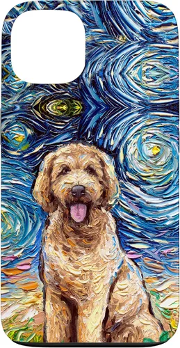 Vista 7 de Cute Goldendoodle Starry Night Doodle Dog Art by Aja Case for iPhone 17