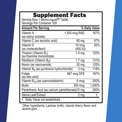 Vista 2 de Superior Source One Daily Multi-Vitamin, tabletas microlingües de disolución rápida, 100 unidades, con vitaminas A, C, D3, E, B12 y todas
