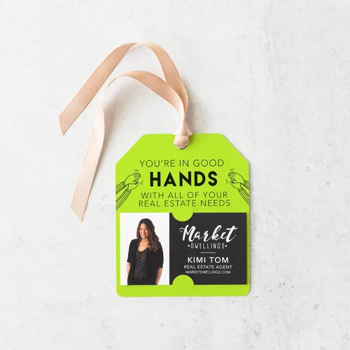 Vista 5 de Real Estate "You're in Good Hands" Pop By Gift Tag 36-GT001