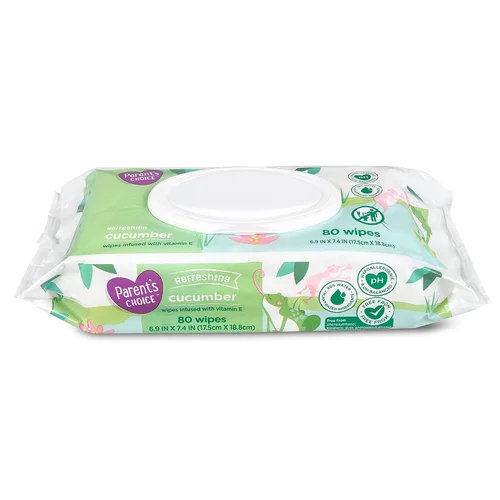 Vista 5 de Parent's Choice Toallitas húmedas refrescantes con aroma a pepino con infusión de vitamina E y aloe, 240