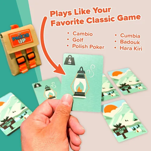 Vista 2 de Packed Up! El juego de cartas de ritmo rápido, de memoria y estrategia para familias y niños mayores de 8 años - Juegos divertidos y rápidos