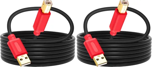 Vista 8 de Tan QY Cable de impresora de 10 pies, USB 2.0 de alta velocidad chapado en oro, cable de escáner de impresora A macho a B macho para HP, Canon