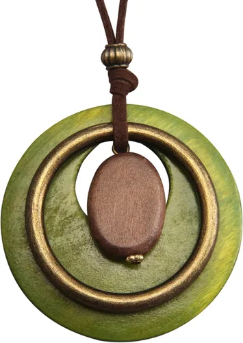 Vista 26 de Collares bohemios para mujer, colgante largo de madera, collar vintage, collar de cadena de suéter, joyería hecha a mano Collar de cuentas
