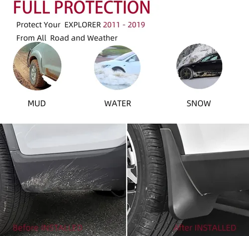 Vista 4 de Kit de aletas de barro para Ford Explorer, accesorios para Ford Explorer, protector contra salpicaduras de barro, aleta delantera y trasera, 4