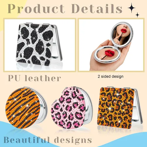 Vista 5 de Marsui 4 piezas de espejo compacto de pintura de diamante, bolsillo de pintura portátil, plegable, para mujeres, arte de diamante, regalos de mamá