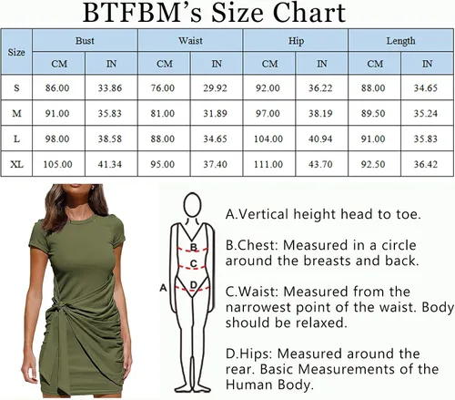 Vista 5 de BTFBM Vestido de manga corta para mujer cuello redondo fruncido entallado casual con lazo en la cintura liso para el sol la playa el verano