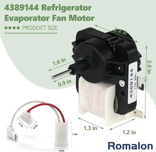 Vista 2 de 4389144 Pieza de repuesto del motor del ventilador del evaporador del refrigerador apto para Whirlpool 2149299 2162404 2188303 4389144VP W10131845