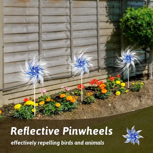 Vista 2 de HOOSUN Paquete de 10 molinillos reflectantes para patio y jardín, molinos de viento para exteriores, molinos de viento brillantes para decoración