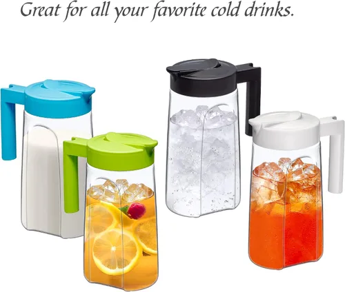 Vista 4 de Amazing Abby - Slim Mini - Jarra Tritan (48 oz), jarra de agua de plástico irrompible con tapa, sin BPA, resistente al calor, apta