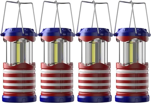 Vista 15 de Lichamp Linterna LED para campamento, paquete de 4 linternas alimentadas por batería para cortes de energía, luz colgante plegable portátil esencial