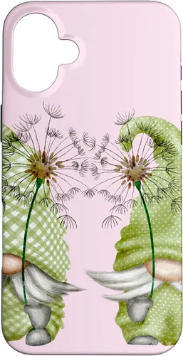 Vista 22 de Gnomos de primavera de diente de león para iPhone 16 para mujeres y divertido estuche de jardinero
