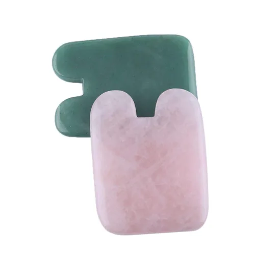 Vista 5 de Bonito raspador de piedra Gua sha tabla de raspar herramientas de masaje (aventurina verde rosa cóncava)