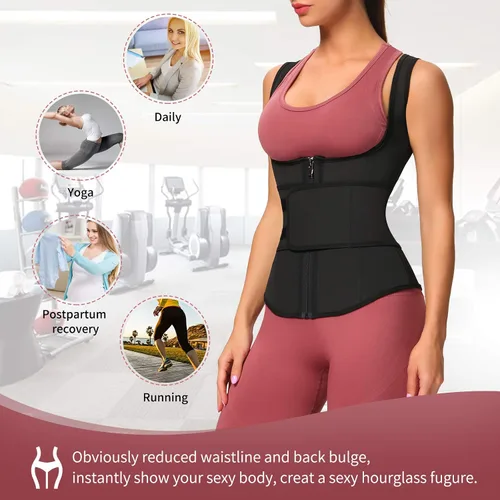 Vista 5 de Waist Trainer for Women Latex Corset Cincher Vest Sport Workout Girdle Hourglass Body Shaper with Steel Bones