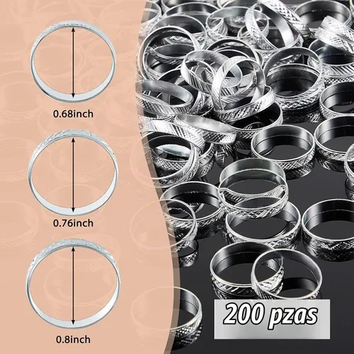 Vista 2 de Hicarer 200 anillos falsos para despedida de soltera juego de aluminio Plata