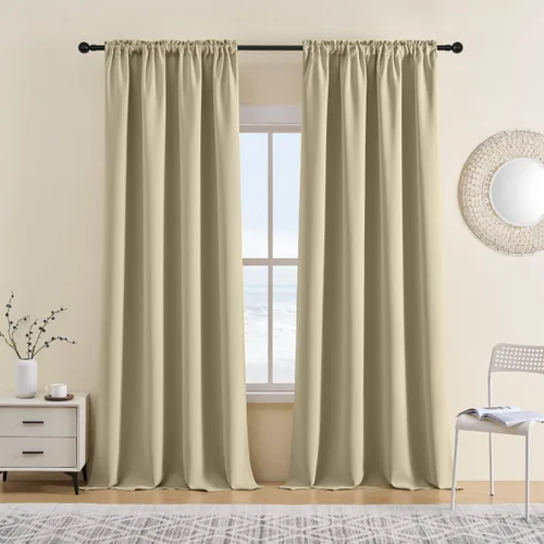 Vista 20 de CUCRAF Cortinas opacas cortas para oscurecer la habitación, paneles de cortina para ventana, bolsillo para cortinero, cortinas sólidas
