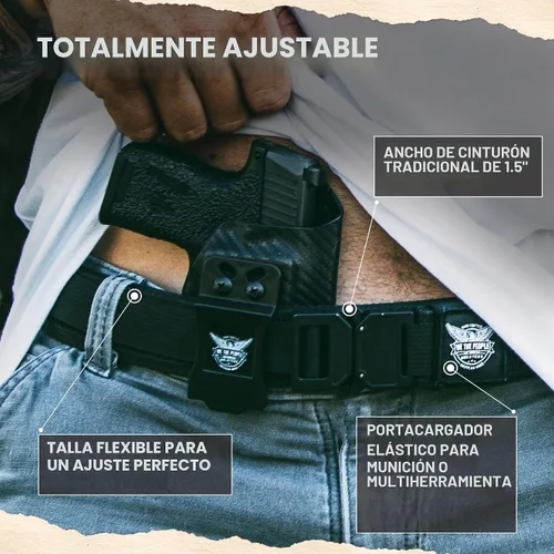 Vista 5 de We The People Holsters - Cinturón táctico para pistola con hebilla de talón - Cinturón táctico para transporte oculto