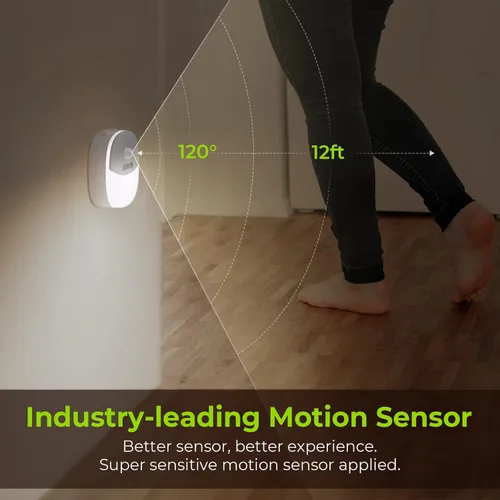 Vista 4 de AUVON - Luz nocturna recargable con batería, mini con sensor de movimiento, luz LED blanca fría autoadhesiva para armario con sensor de atardecer a