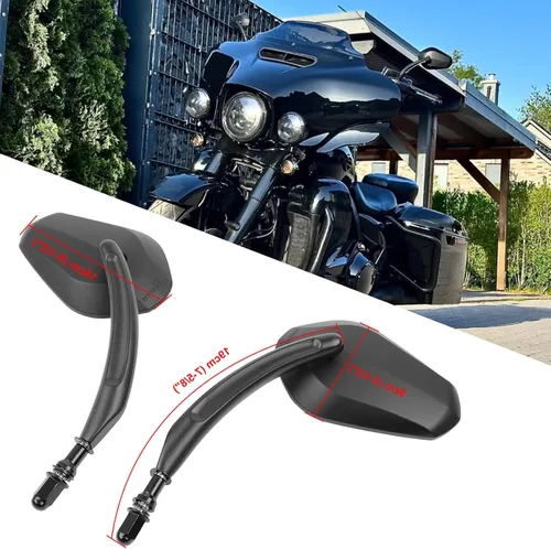 Vista 3 de Espejos retrovisores laterales negros para motocicleta Harley Davidson Road King Road Glide
