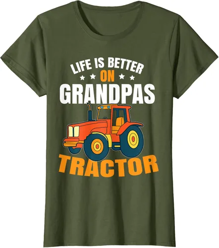 Vista 92 de Life Is Better On Grandpas Tractor Kids Farm Tractor Boy Camiseta, Negro
