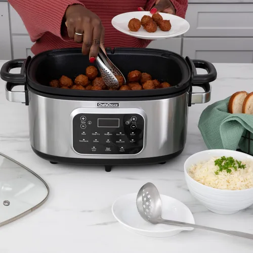 Vista 2 de Chef'sChoice Multicooker, recipiente antiadherente multiusos de gran capacidad de 6 cuartos y control de temperatura variable con mantener el calor
