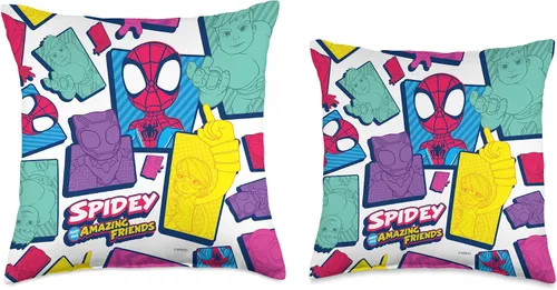 Vista 3 de Marvel Amazing Friends Spidey Team - Almohada de 16.0 x 16.0 in, multicolor