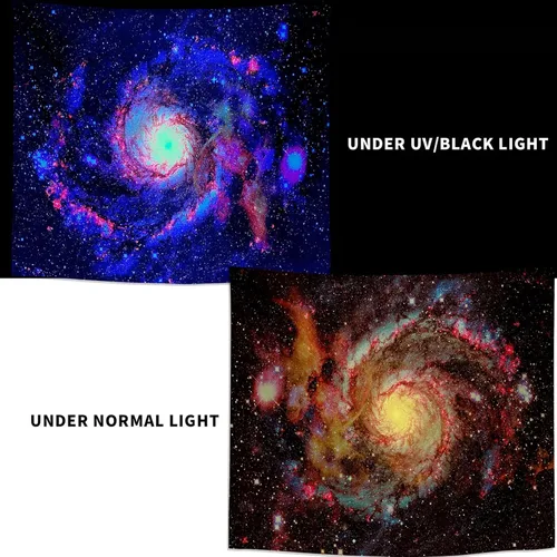 Vista 5 de PSYHILAR Tapiz de luz negra que brilla en la oscuridad UV del universo espacial Galaxy con luz negra para adultos (40 x 30 pulgadas)