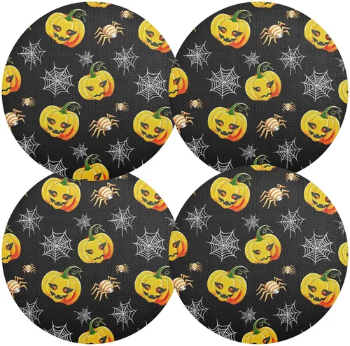 Vista 2 de Pumpkins Webs Halloween PVC Plate Mat, Non Slip Heat Protector Placemat for Kitchen one sizex1