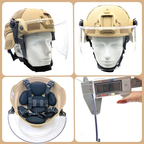 Vista 4 de Casco táctico ACH Airsoft con visera transparente de cara completa, protector protector MICH 2000 modo para paintball al aire libre CS Wargame